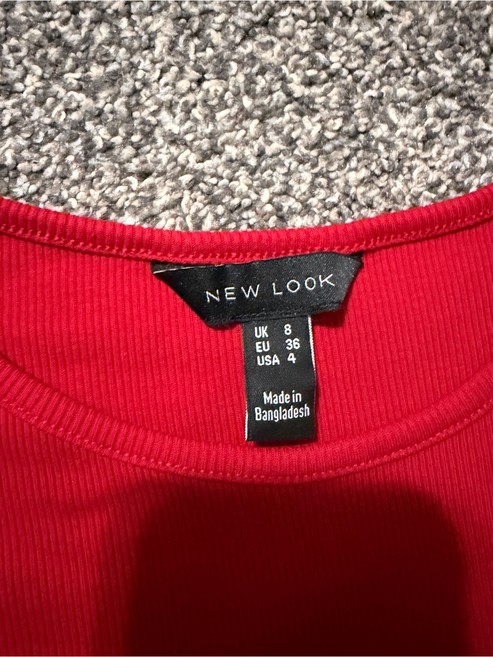 New Look Red Long-Sleeve Ribbed Top with Ruffled Hem - Picture 3 of 3